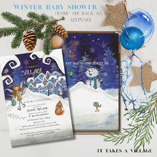 Icy Blue "It Takes a Village" Winter Baby Shower  Invitation