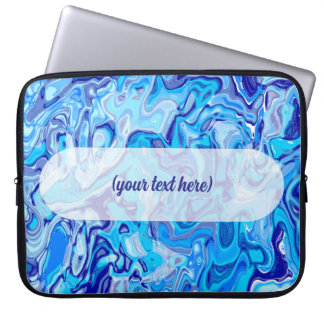 Icy Blue Marble Texture Liquid Metal Abstract Laptop Sleeve