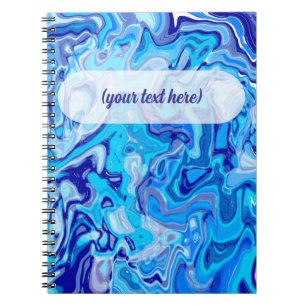 Icy Blue Marble Texture Liquid Metal Abstract Notebook