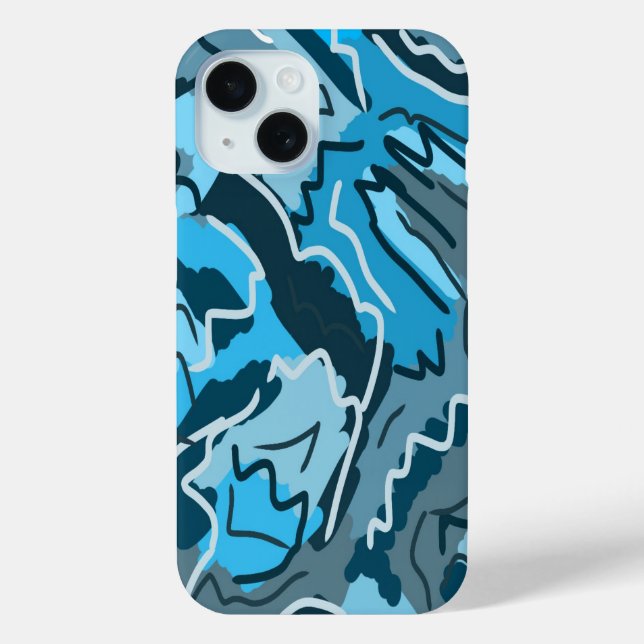 Icy Blue Marbled Abstract Case-Mate iPhone Case (Back)