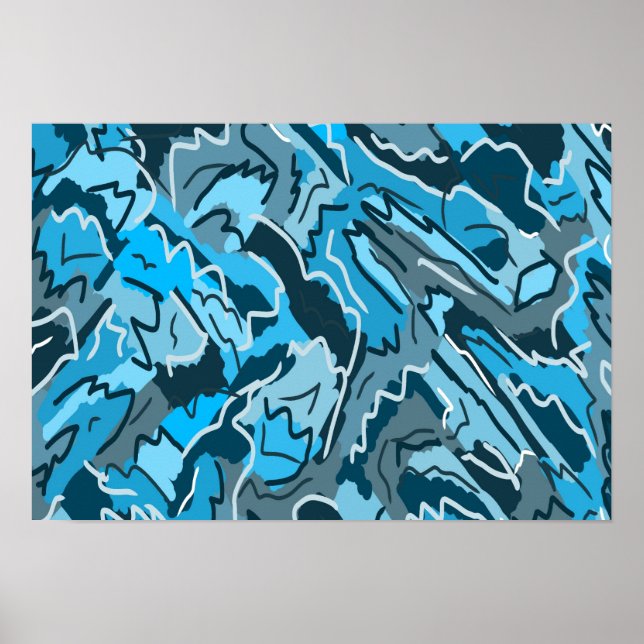 Icy Blue Marbled Abstract  Poster (Front)