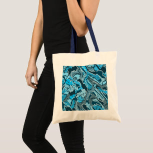 Icy Blue Marbled Abstract  Tote Bag