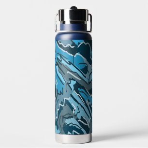 Icy Blue Marbled Abstract Water Bottle