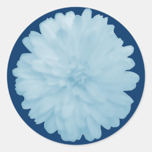 Icy Blue Marigold Round Stickers