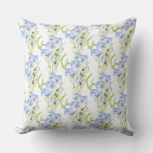 Icy Blue Pansies on a Pillow