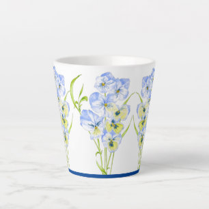 Icy Blue Pansies on a Small Latte Mug