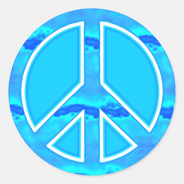 Icy Blue Peace Classic Round Sticker (Front)