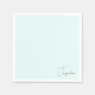 Icy Blue Personalized Script Name Shower Cocktail Napkin