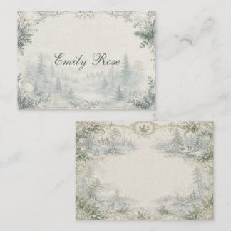 Icy Blue Rococo Castle White Tulip Dinner Place Card