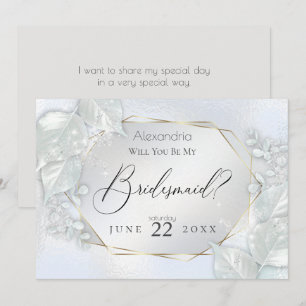 Icy Blue Shimmery Will You Be My Bridesmaid Invitation