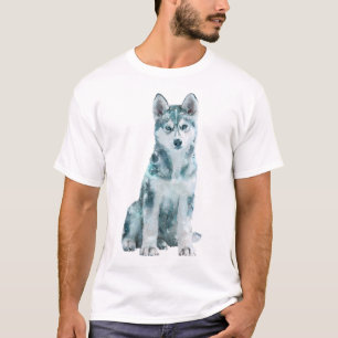 Icy Blue Siberian Husky Portrait Men T-Shirt