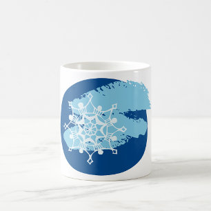 Icy Blue Snowflake Abstract Winter Circle Coffee Mug