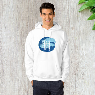 Icy Blue Snowflake Abstract Winter Circle Hoodie