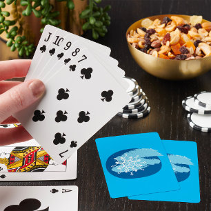 Icy Blue Snowflake Abstract Winter Circle Playing Cards