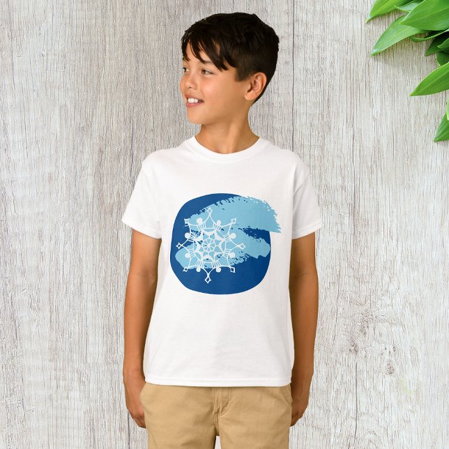 Icy Blue Snowflake Abstract Winter Circle T-Shirt (Creator Uploaded)