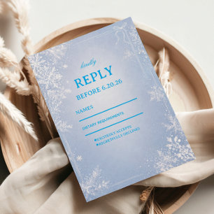 Icy Blue Snowflake Celebration Style RSVP Card