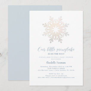 Icy Blue Snowflake Is On The Way Baby Shower Invitation