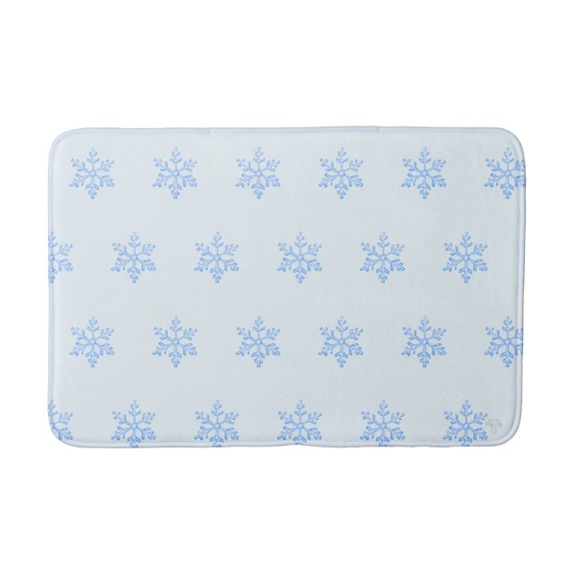 Icy Blue Snowflake Pattern Airbrush Style Art Bath Mat (Front)