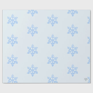Icy Blue Snowflake Pattern on Pale Blue Background Wrapping Paper