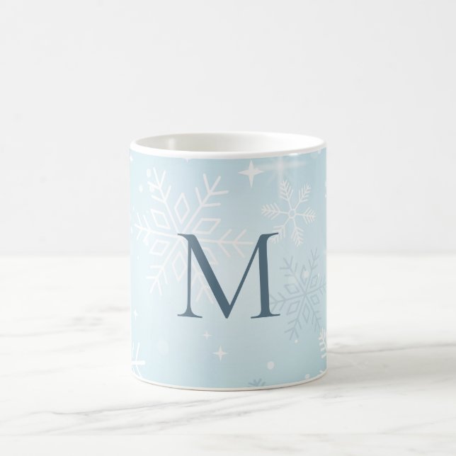 Icy Blue Snowflake Signature Coffee Mug (Center)