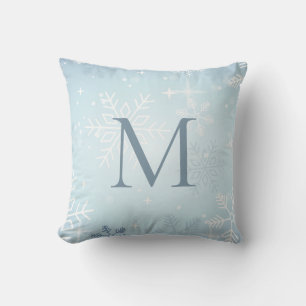 Icy Blue Snowflake Signature Throw Pillow