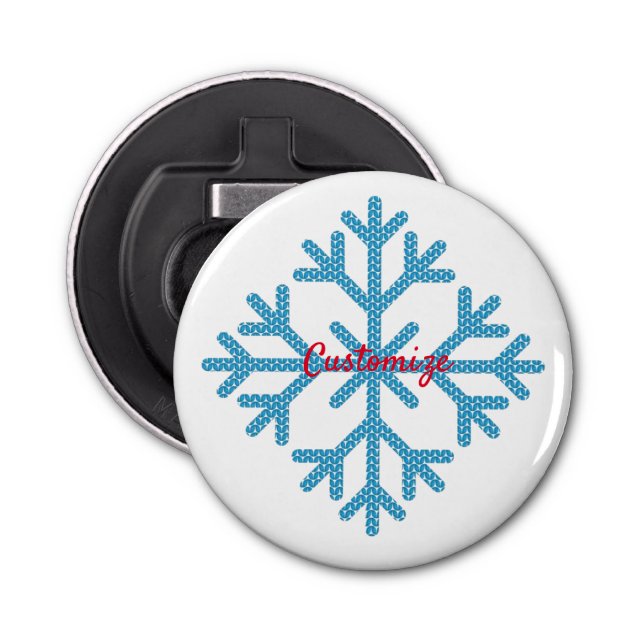 Icy Blue Snowflake Thunder_Cove  Bottle Opener (Front)