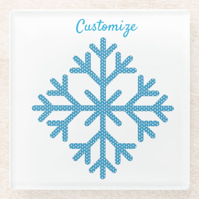 Icy Blue Snowflake Thunder_Cove  Glass Coaster (Front)