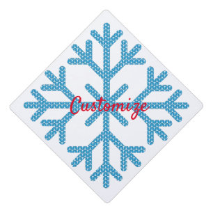 Icy Blue Snowflake Thunder_Cove Graduation Cap Topper