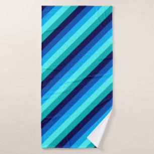 Icy Blue Teal Stripes Bath Towel