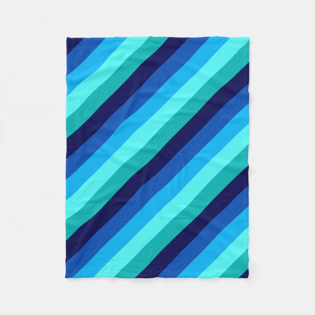 Icy Blue Teal Stripes Small Fleece Blanket (Front)
