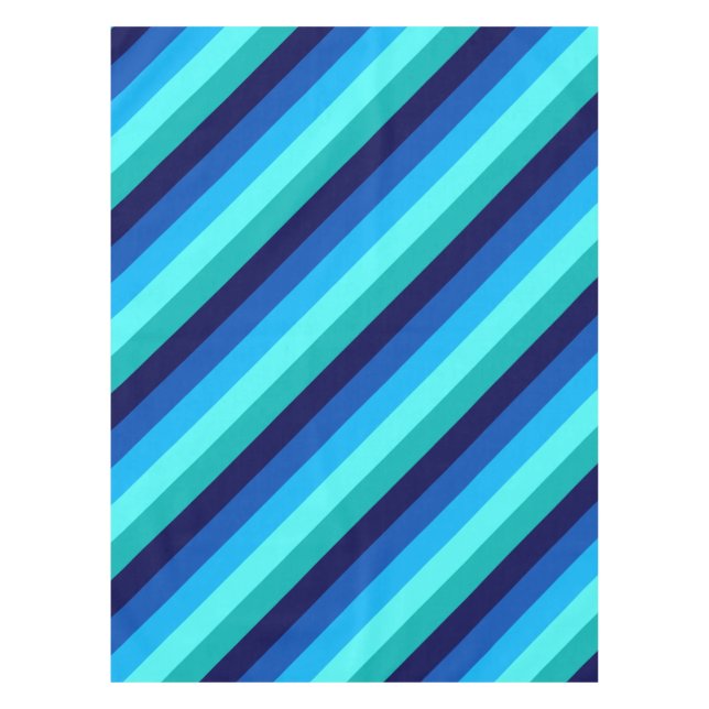 Icy Blue Teal Stripes Small Tablecloth (Front)