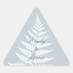 Icy Blue White Fern Delicate Botanical Celebration Triangle Sticker