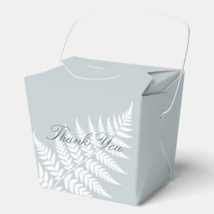 Icy Blue White Fern Medium Thank You Favor Box