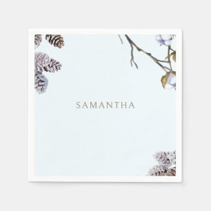 Icy Blue Winter Personalized Shower Cocktail Napkin