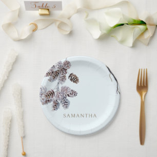 Icy Blue Winter Personalized Shower Paper Plate