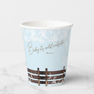 Icy Blue Woodland Baby it's Cold Outside Paper Cups