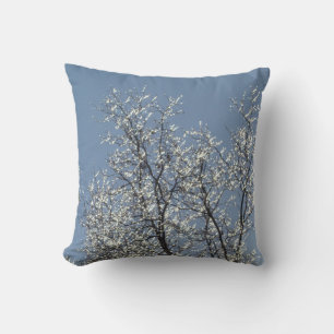 Icy Branches in Winter Blue Sky Throw Pillow