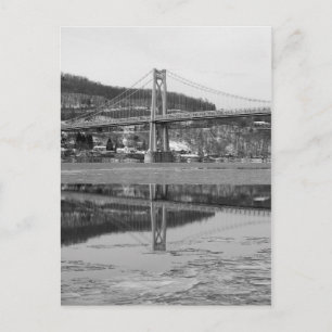 Icy Bridge Tower Reflection Postcard