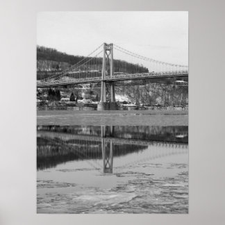 Icy Bridge Tower Reflection Poster