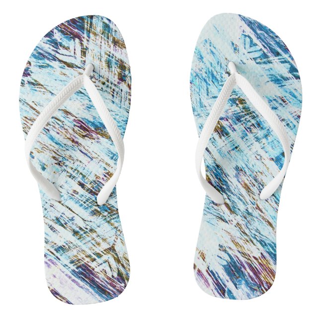 Icy Distressed Winter Striped Flip Flops (Footbed)