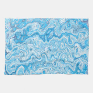 Icy Glacier Blue Marble Texture Abstract Liquid Kitchen Towel