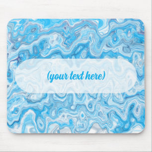 Icy Glacier Blue Marble Texture Abstract Liquid Mouse Pad