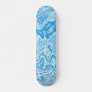 Icy Glacier Blue Marble Texture Abstract Liquid Skateboard