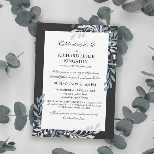 Icy Grey Greenery & White Berries Life Celebration Invitation