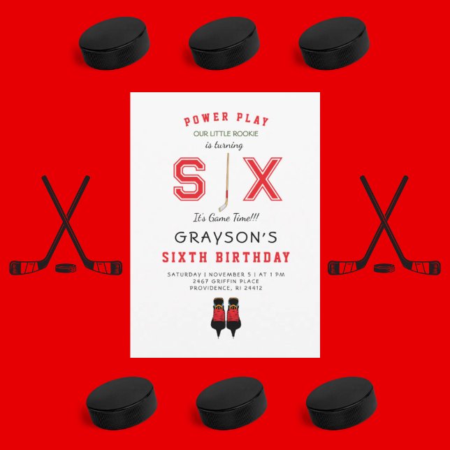 Icy Hockey 6e anniversaire Invitation (Créateur téléchargé)