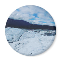 Icy Mountain Glacier Scene with Cloudy Sky