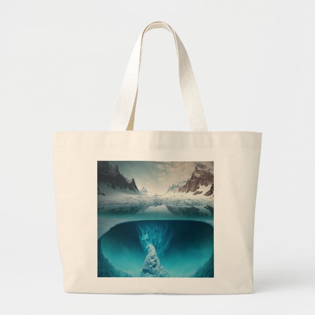 Icy Mountain View Large Tote Bag (Front)