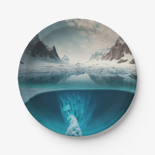 Icy Mountain View Paper Plate
