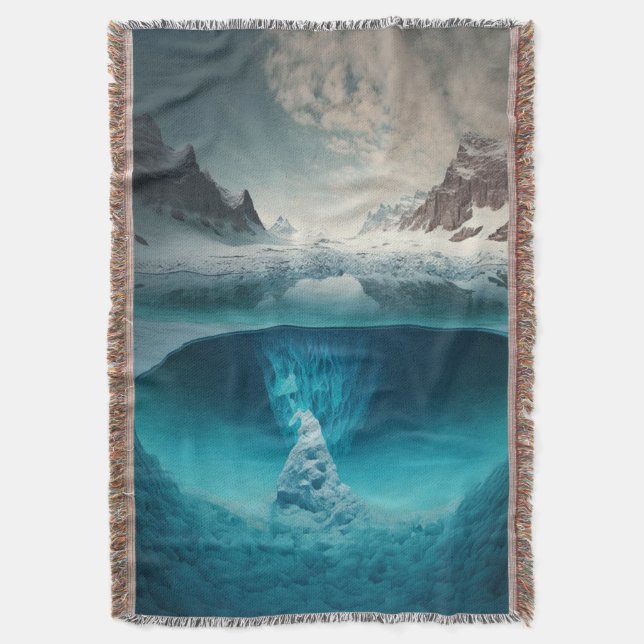 Icy Mountain View Throw Blanket (Front Vertical)