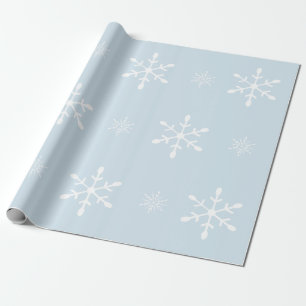 Icy Pastel Blue with White Snowflakes   Christmas Wrapping Paper